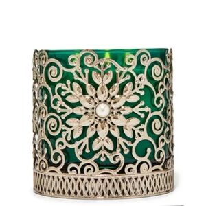 Bath & Body Works Ornate Snowflake 3 Wick Sleeve Candle Holder Stand